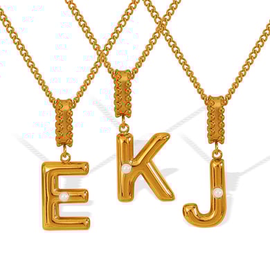 1 Piece Simple Series Casual Letter Stainless Steel 18K Gold Plated Glass Women Pendant Necklaces h5 Picture10