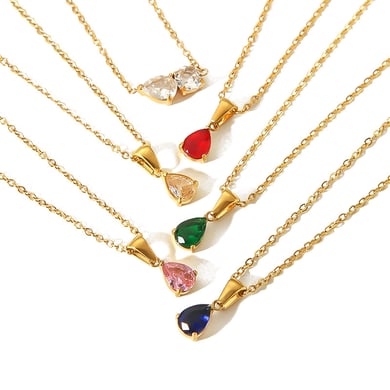 1 Piece Simple Series Simple Droplet 18K Gold Plated Zircon Women Pendant Necklaces h5 Picture5