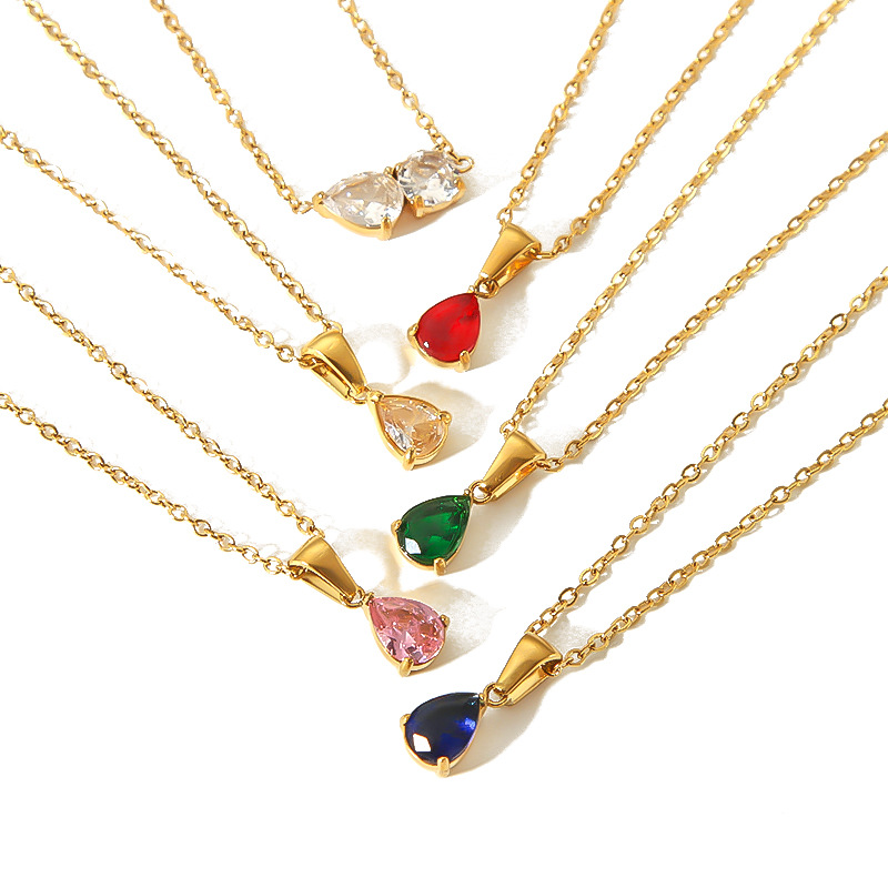 1 Piece Simple Series Simple Droplet 18K Gold Plated Zircon Women Pendant Necklaces Picture5