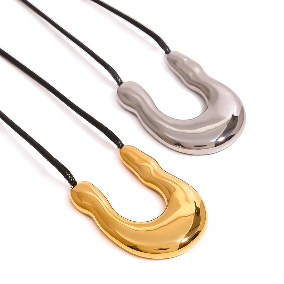 1 Stück Simple Series Simple Letter Edelstahl 18 Karat vergoldet Damen-Halsketten mit Anhänger Bild5