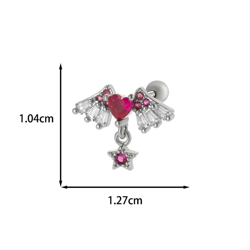 1 Piece Shinning Heart Titanium Steel Zircon Women's Stud Earrings Picture2