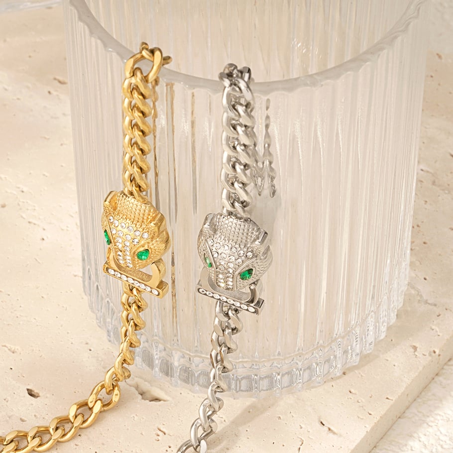1 Piece Luxurious Series Retro Animal Titanium Steel   Gold Color  Women's Chain Bracelets Picture6