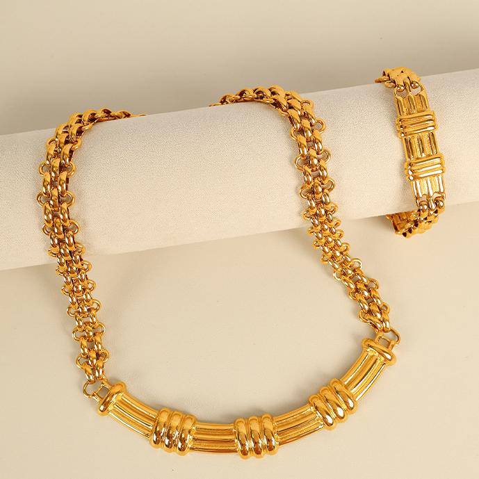 1 Piece Simple Series Classic Chain Titanium Steel   Gold Color  Women's Chain Necklaces Picture7