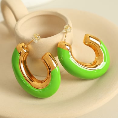 1 Pair Simple Series Casual Geometric Stainless Steel 18K Gold Plated Women Hoop Earrings h5 Picture4
