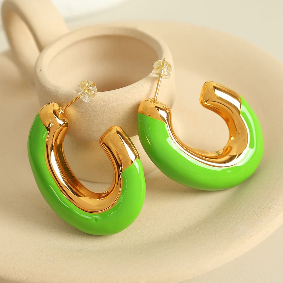 1 Pair Simple Series Casual Geometric Stainless Steel 18K Gold Plated Women Hoop Earrings Picture4