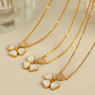 1 Piece Simple Series Simple Geometric Stainless Steel 18K Gold Plated Rhinestone Women Pendant Necklaces h5 Picture4