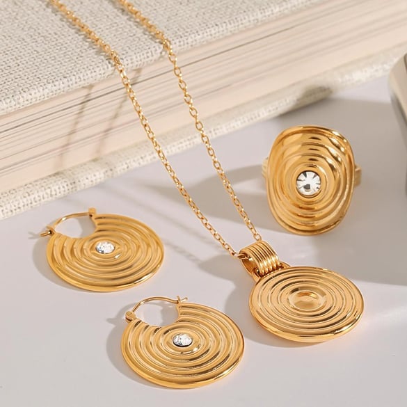 1 Stuk Luxe Serie Europa En Amerika Ronde Roestvrijstalen Goudkleurige Dames Hanger Kettingen 2