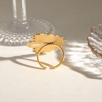 1 Pair Simple Series Retro Geometric Stainless Steel 18K Gold Plated Women Adjustable Rings h5 Picture5