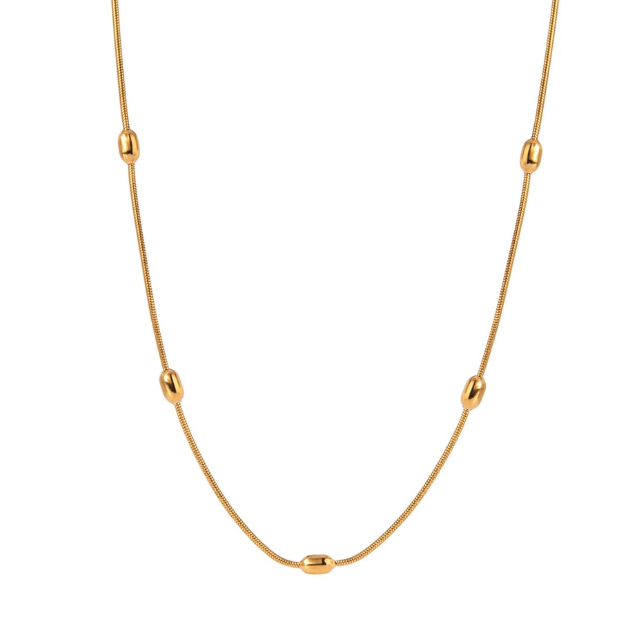 Collar de cadena para mujer de acero inoxidable chapado en oro de 18 quilates con diseño geométrico simple de serie simple de 1 pieza Imagen7