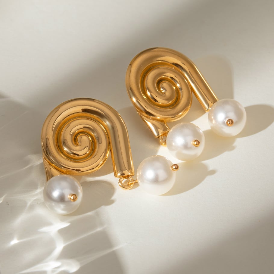 1 Pair Simple Series Vacation Turtle Stainless Steel 18K Gold Plated Artificial Pearl Women Drop Earrings Picture4