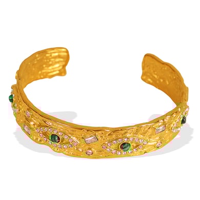 1 Piece Classic Series Retro Eye Stainless Steel 18K Gold Plated Zircon Women Bangles h5 Picture6