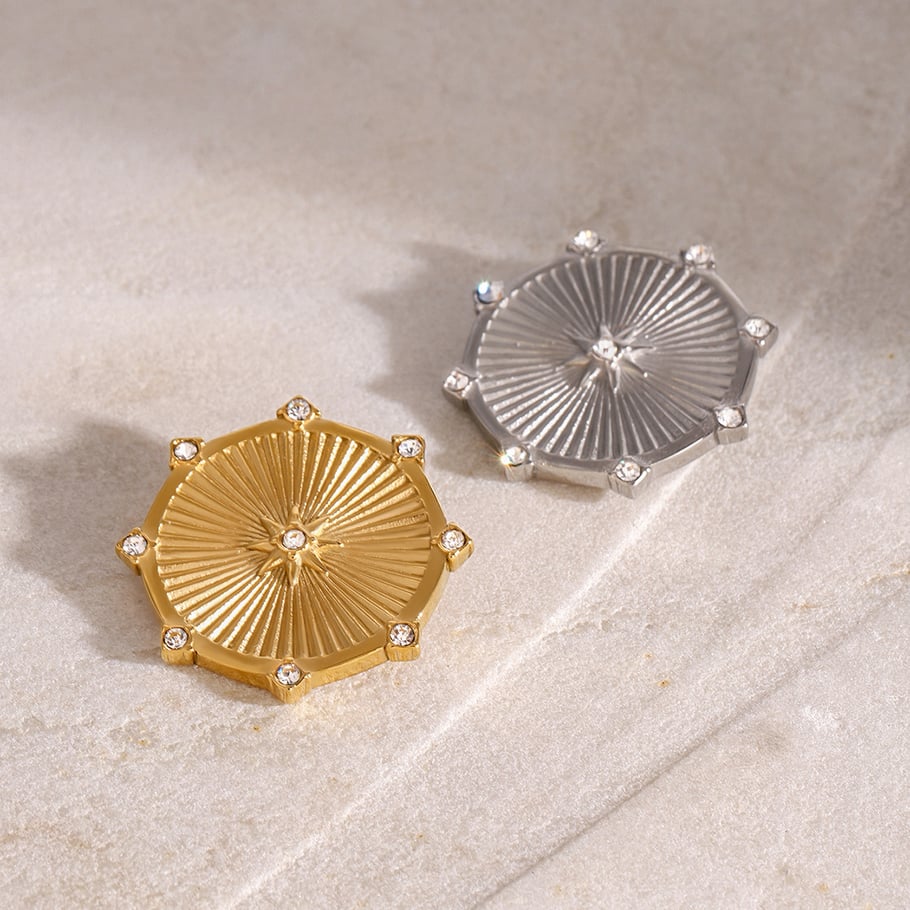 1 Paar Klassische Serie Retro Geometrische Edelstahl 18K Vergoldet Strass Frauen Broschen Bild4