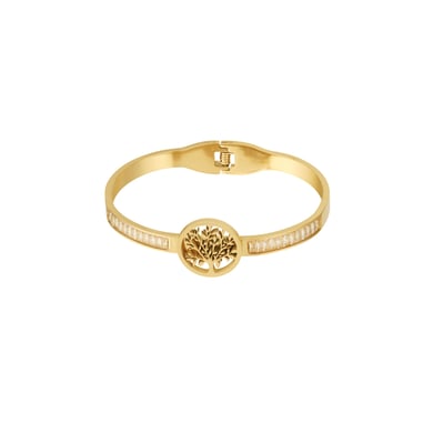 1 Piece Modern Series Natural Tree Stainless Steel Gold Color Women's Bangles h5 Picture8
