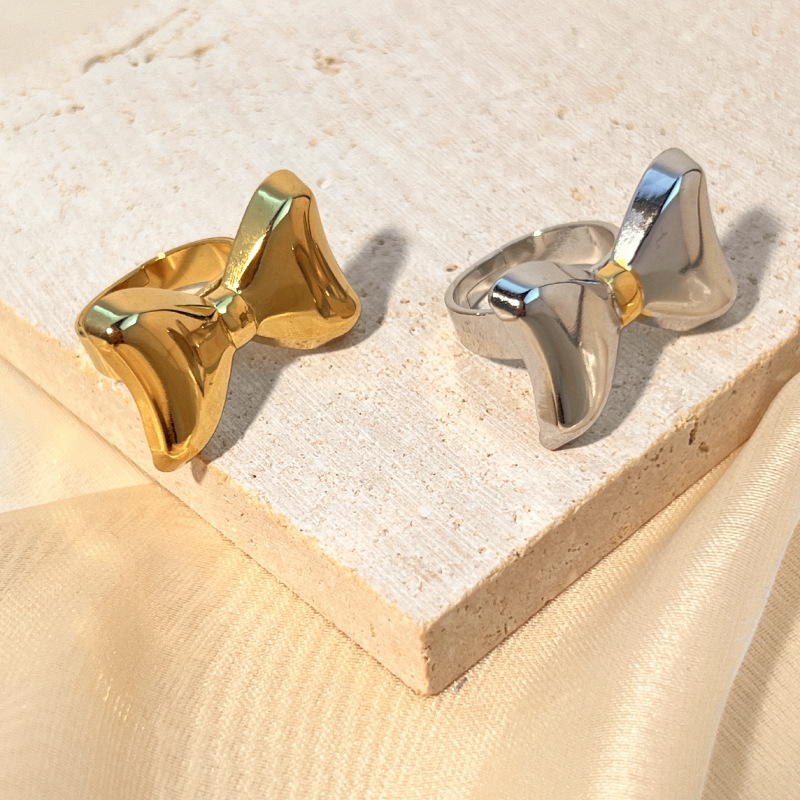 1 Piece Sweet Bow Knot Stainless Steel Women's Adjustable Rings Picture5