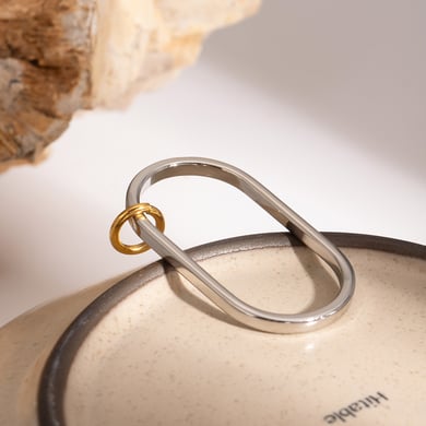 1 Pair Simple Style Solid Color Stainless Steel 18K Gold Plated Women's Single Ring h5 Picture3