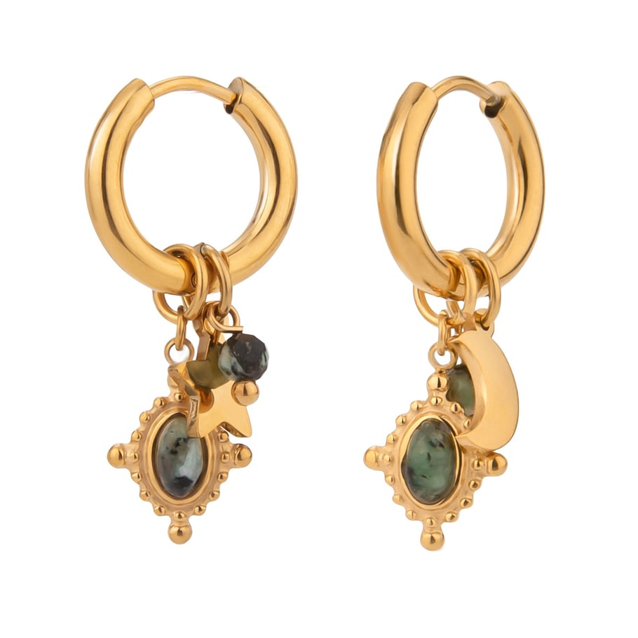 1 Paar einfache Serie elegante geometrische Edelstahl 18 Karat vergoldet Naturstein Damen Tropfen Ohrringe Bild12