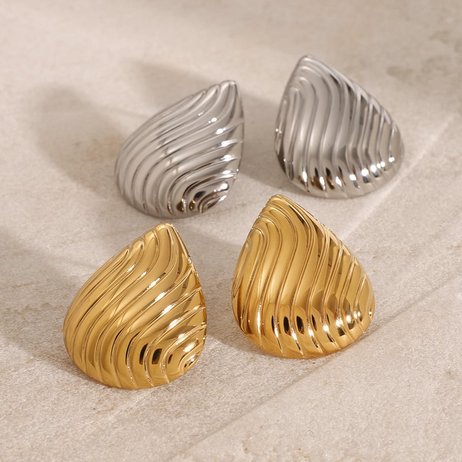 1 Pair Simple Series Simple Droplet Stainless Steel 18K Gold Plated Women Stud Earrings Picture4