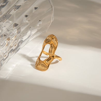 Anillos ajustables para mujer de acero inoxidable dorado con diseño de martillo, serie clásica, 1 pieza h5 Imagen4