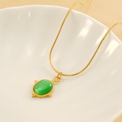 1 Piece Fashionable Ins Style Geometric Shape Stainless Steel 18K Gold Plated Inlay Natural Stone Women's Pendant Necklace h5 Picture5