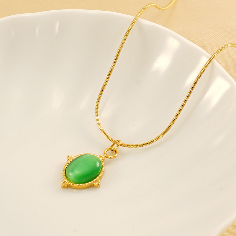 1 Piece Fashionable Ins Style Geometric Shape Stainless Steel 18K Gold Plated Inlay Natural Stone Women's Pendant Necklace Picture5