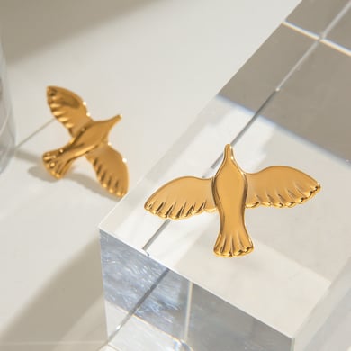 1 Pair Romantic Series All-match Daily Bird Shape Stainless Steel Gold Color Women's Stud Earrings h5 Picture5