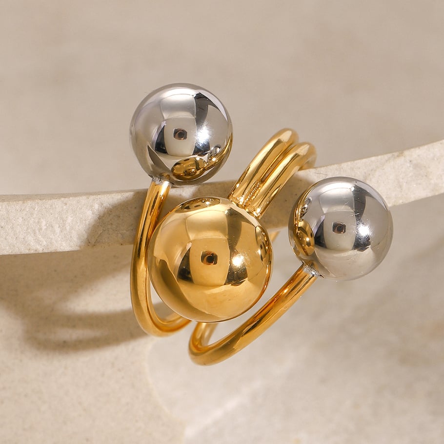 1 Pair Simple Series Classic Geometric Stainless Steel 18K Gold Plated Women Adjustable Rings Picture4