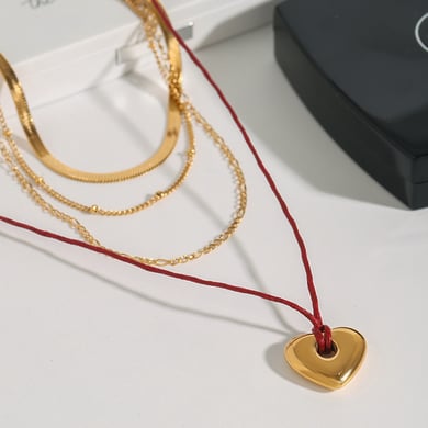 1 Stück Klassische Serie Europa und Amerika Liebe/Herzform Edelstahl Gold Farbe Damen Layered Halsketten h5 Bild3
