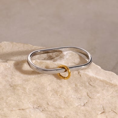1 Pair Simple Style Solid Color Stainless Steel 18K Gold Plated Women's Single Ring h5 Picture4