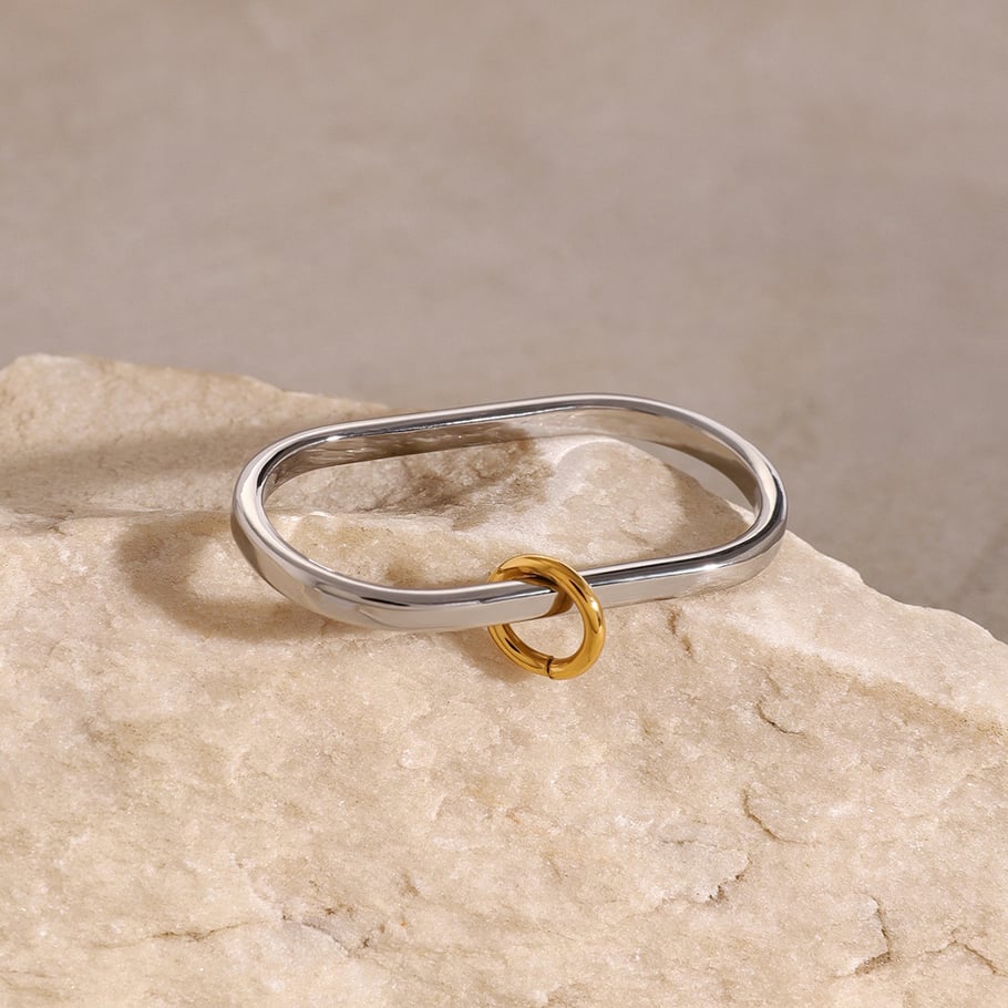 1 Pair Simple Style Solid Color Stainless Steel 18K Gold Plated Women's Single Ring Picture4
