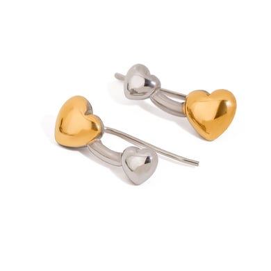 1 Pair Designable Series Delicate Heart Stainless Steel Gold & Silver Color Women's Stud Earrings h5 Picture8
