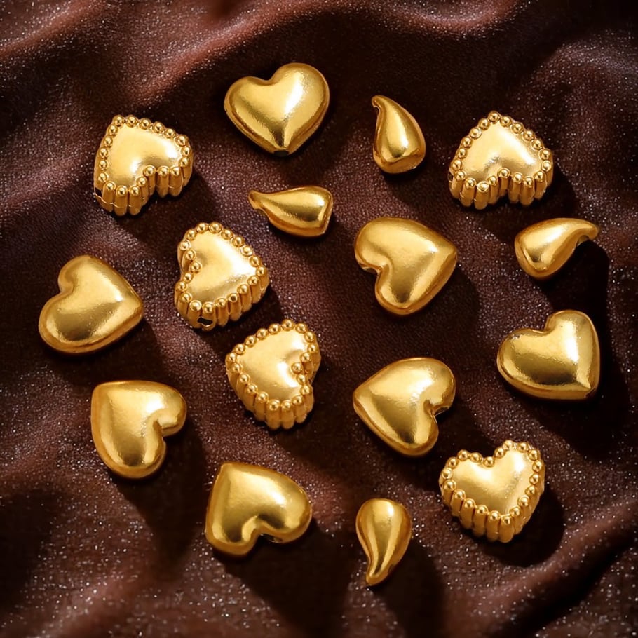 1 paio di pendenti da donna in acciaio inossidabile placcato oro 18 carati con cuore semplice della serie semplice Immagine2