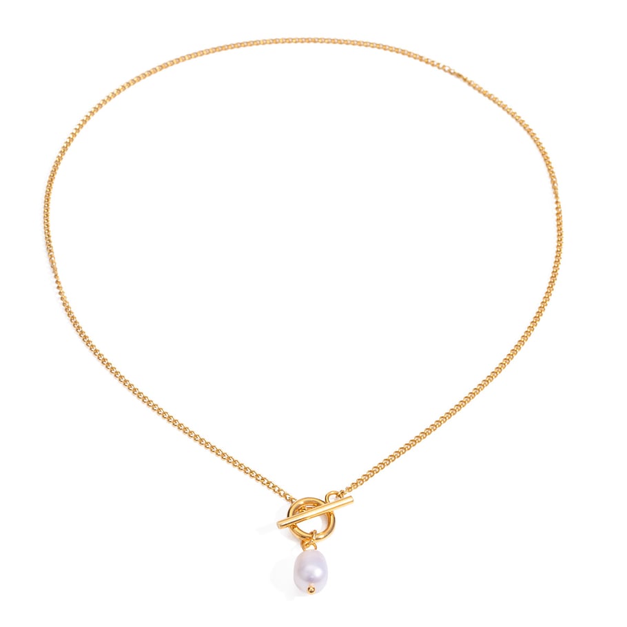 1 Stück Simple Series Tägliche geometrische Edelstahl 18 Karat vergoldete Perlen Damen Anhänger Halsketten Bild5