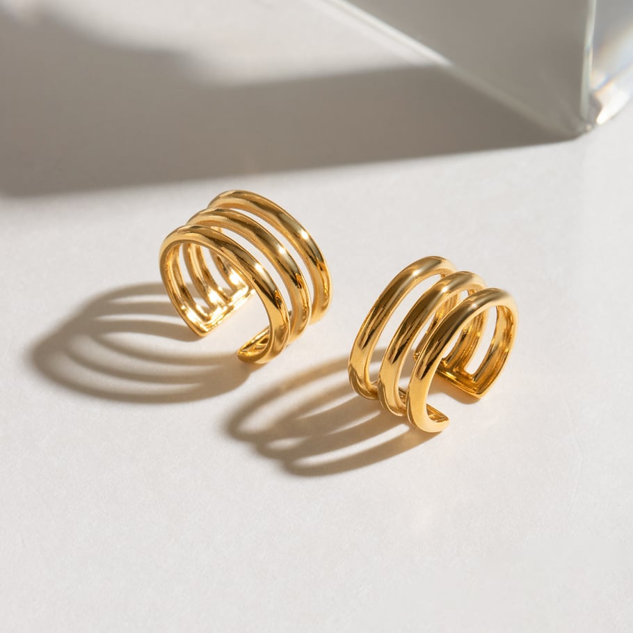 1 Paar Simple Series Simple Ringförmige Ohrringe aus Edelstahl mit 18 Karat Vergoldung für Damen Bild4