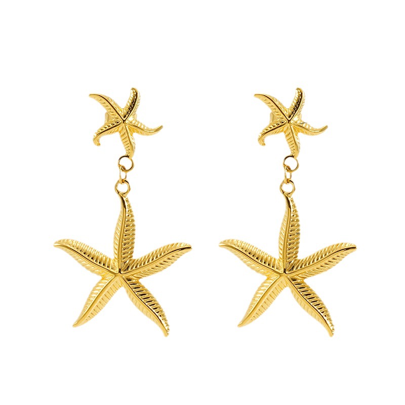 1 Pair Simple Series Classic Turtle Stainless Steel 18K Gold Plated Women Earrings Set Picture6
