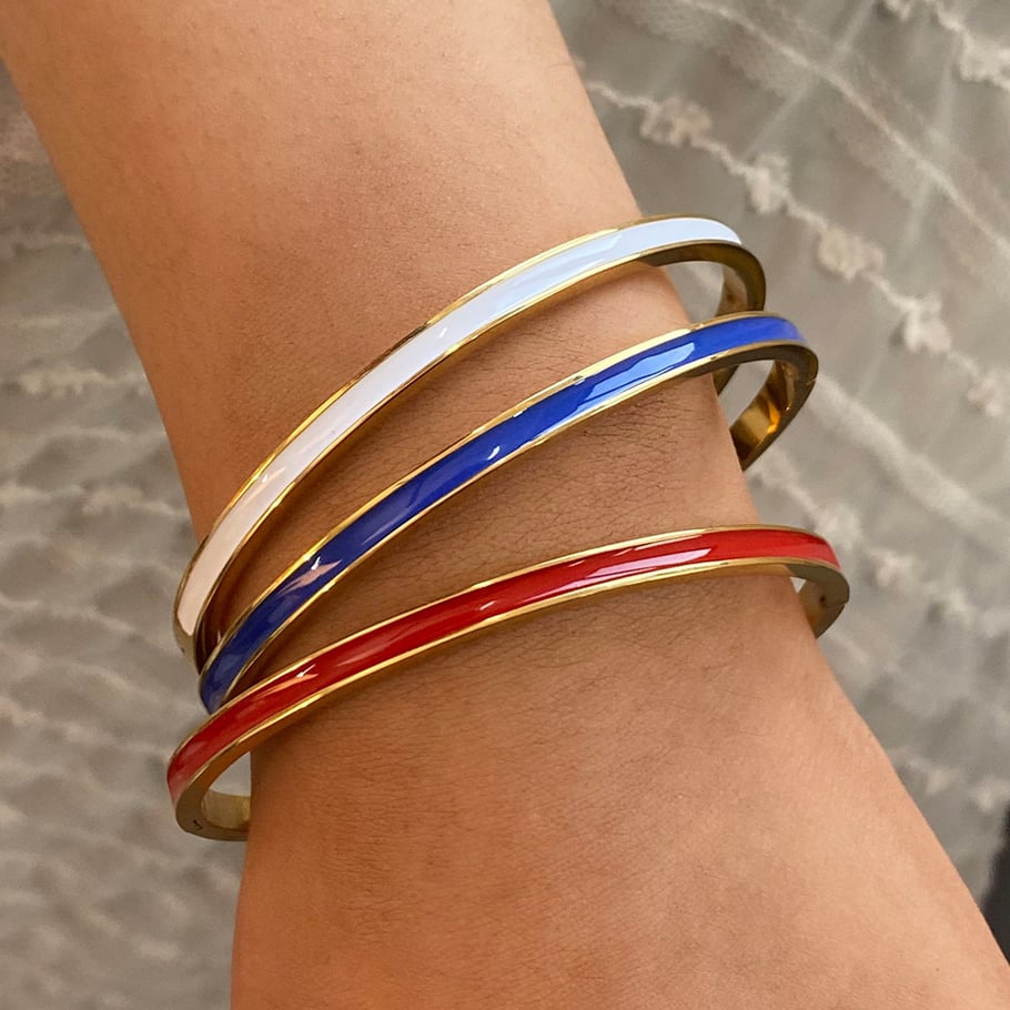 1 Piece Simple Series Europe and America round Stainless Steel 18K Gold Plated Women Bangles Picture7