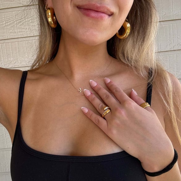 1 Piece Designable Series Gorgeous Droplet Stainless Steel Gold Color Women's Single Rings 2