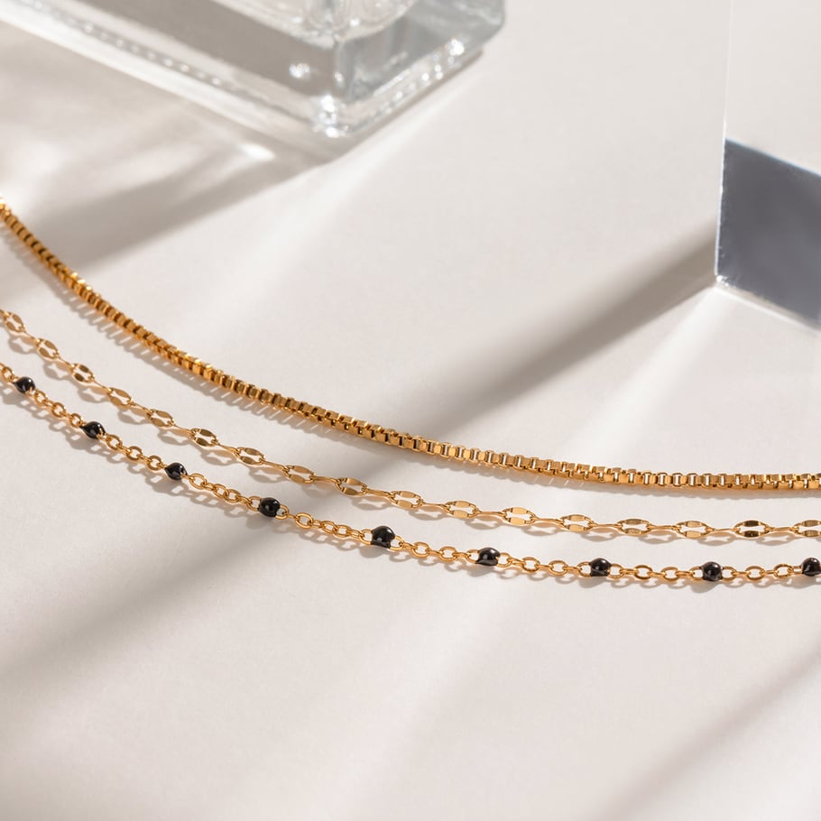 1 Stück Simple Series Elegante ringförmige Edelstahl 18 Karat vergoldete Damen-Mehrfachketten Bild5