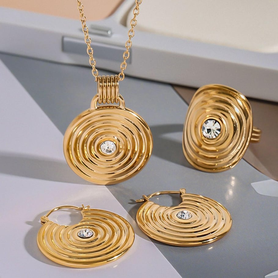 1 Stück Luxuriöse Serie Europa und Amerika Runde Edelstahl Gold Farbe Damen Anhänger Halsketten Bild8