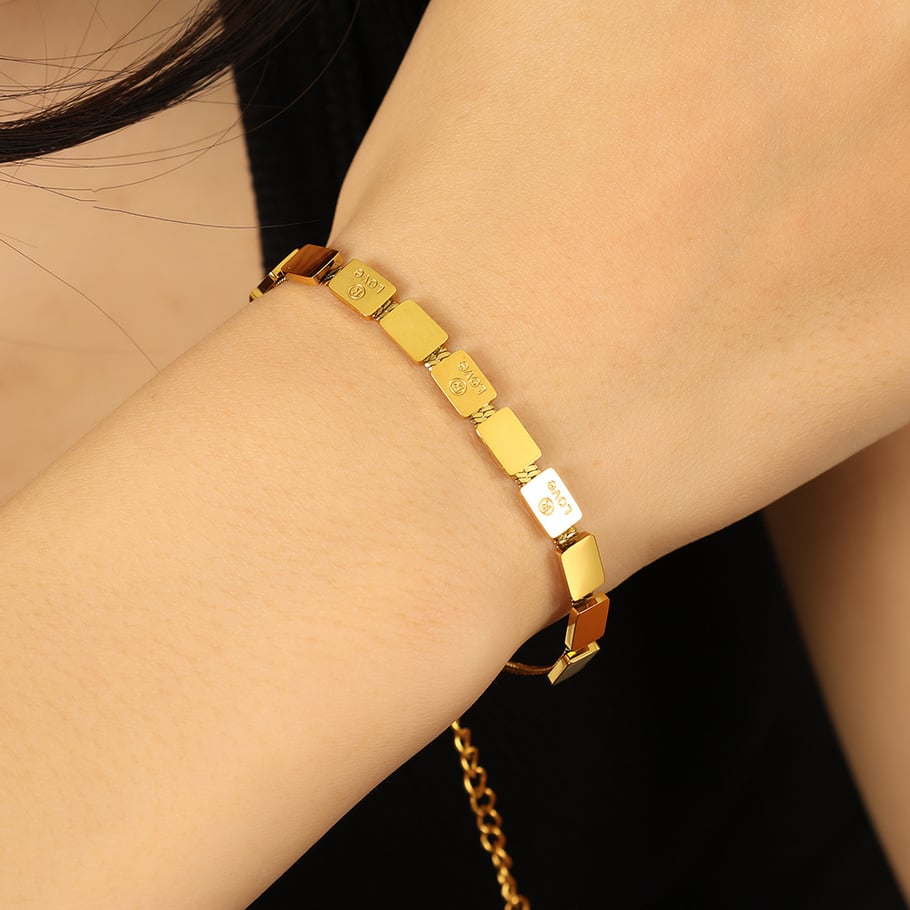 1 Piece Simple Series Simple Geometric Stainless Steel 18K Gold Plated Women Charm Bracelets Picture4
