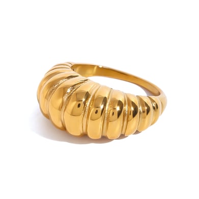 1 Paar Simple Series Retro Geometrischer Edelstahl 18 Karat vergoldeter Damen-Einzelring h5 Bild5