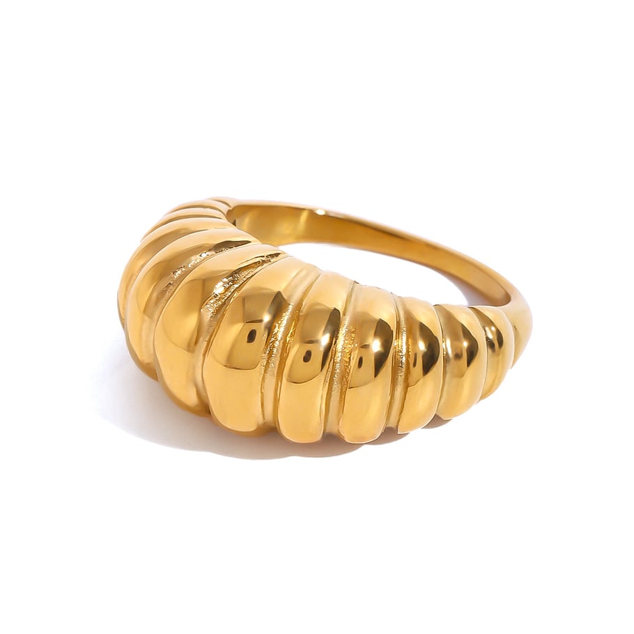 1 Paar Simple Series Retro Geometrischer Edelstahl 18 Karat vergoldeter Damen-Einzelring Bild5