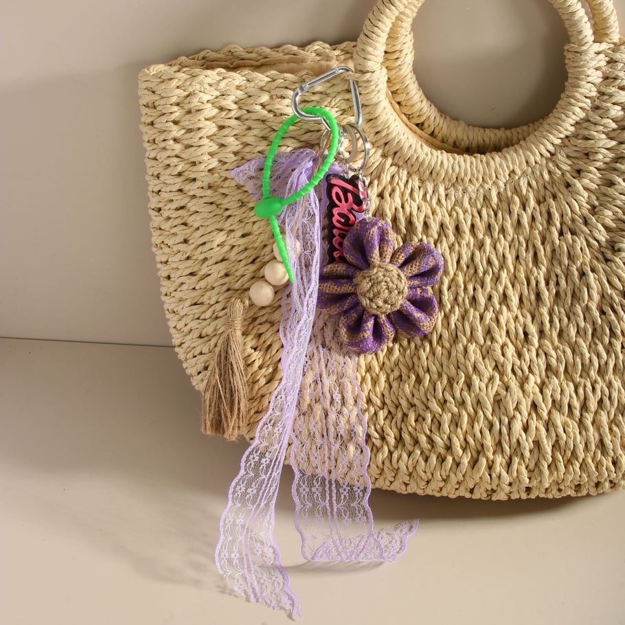 1 Piece Romantic Series Bohemian Lace Flower Vacation Bowknot Rayon Women's Bag Charms Picture3