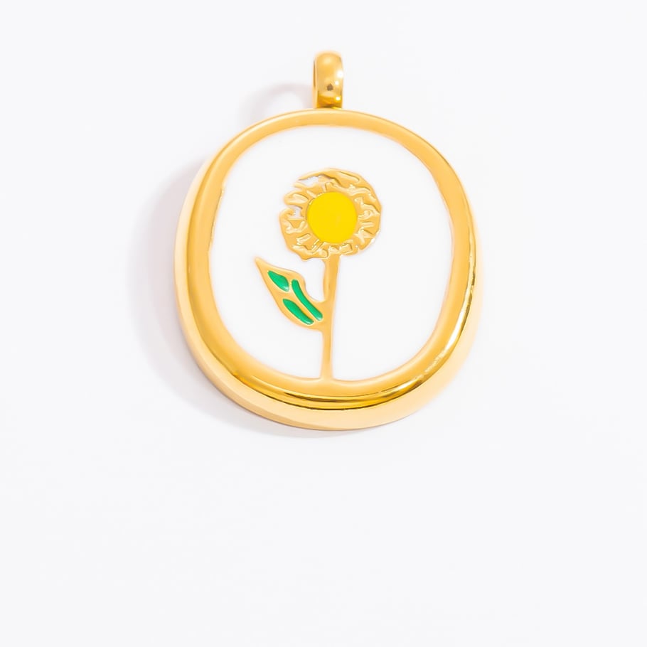1 pieza de colgantes de acero inoxidable dorados con diseño de flores románticas para mujer Imagen8