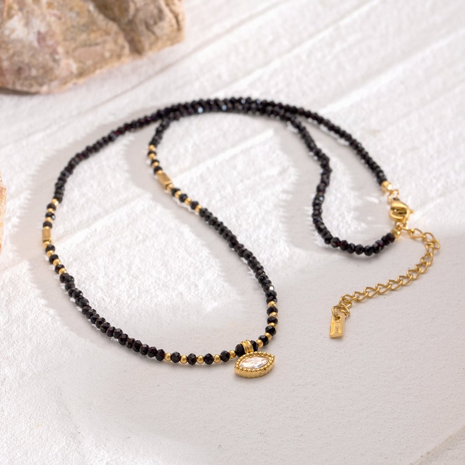 1 piece romantic series retro eye stainless steel gold plated zircon women pendant necklaces h5Picture2