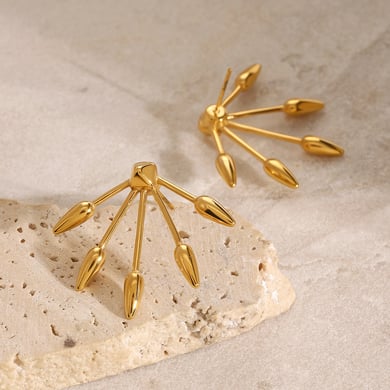 1 Pair Simple Series ins style line Stainless Steel 18K Gold Plated Women Stud Earrings h5 Picture3