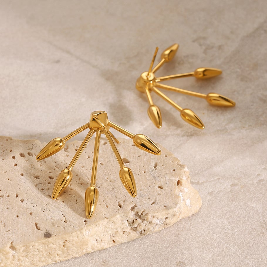 1 Pair Simple Series ins style line Stainless Steel 18K Gold Plated Women Stud Earrings Picture3