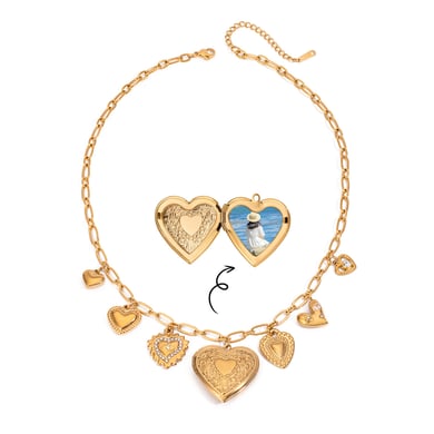 1 Piece Classic Series Fashionable Heart Shape Stainless Steel Gold Color Women's DIY Pendant Necklaces h5 Picture6