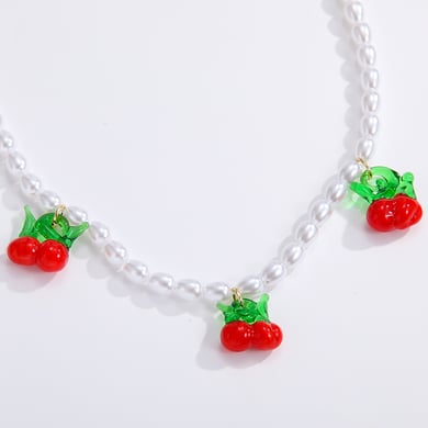 1 Piece Romantic Series Daily Elegant Natural Fruits Glass Beads Women's Beaded Necklaces h5 Picture5