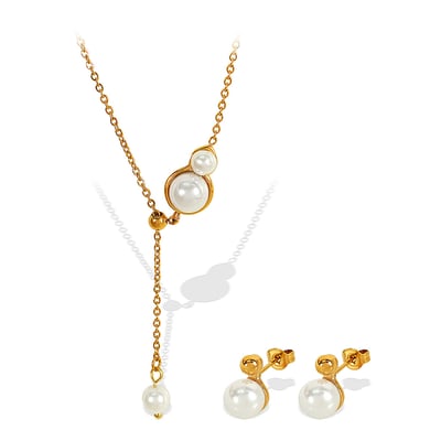 1 Pair Simple Series Simple Geometric Stainless Steel 18K Gold Plated Artificial Pearl Women Stud Earrings h5 Picture7