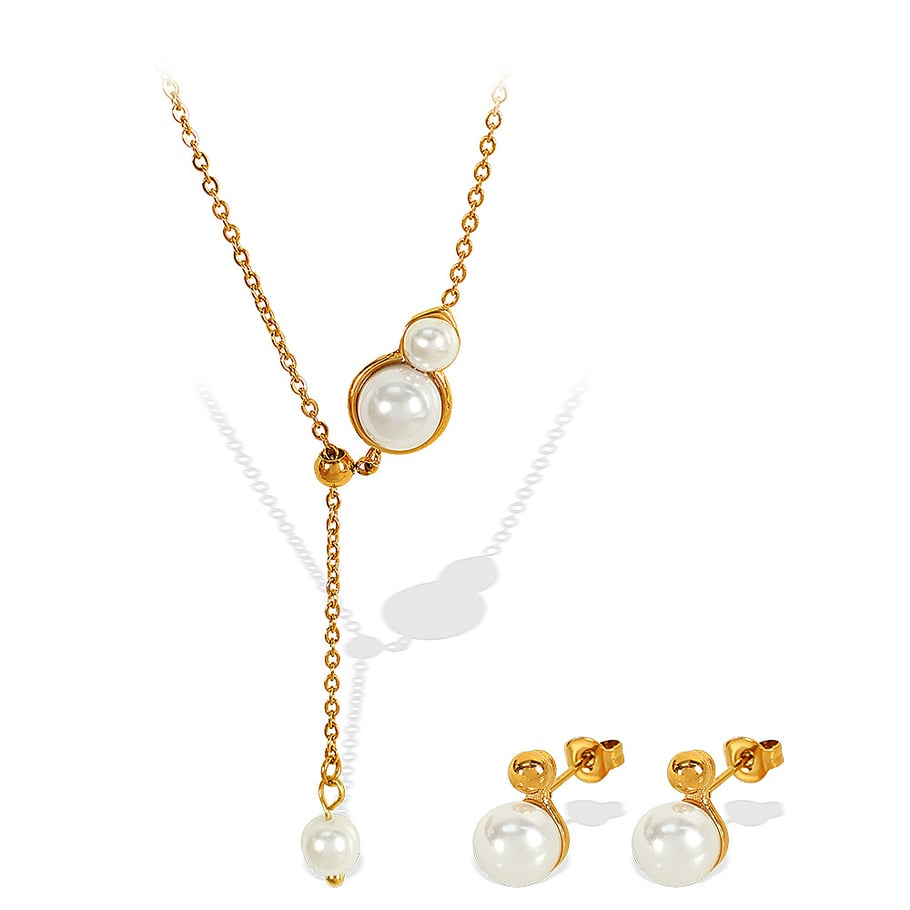 1 Pair Simple Series Simple Geometric Stainless Steel 18K Gold Plated Artificial Pearl Women Stud Earrings Picture7